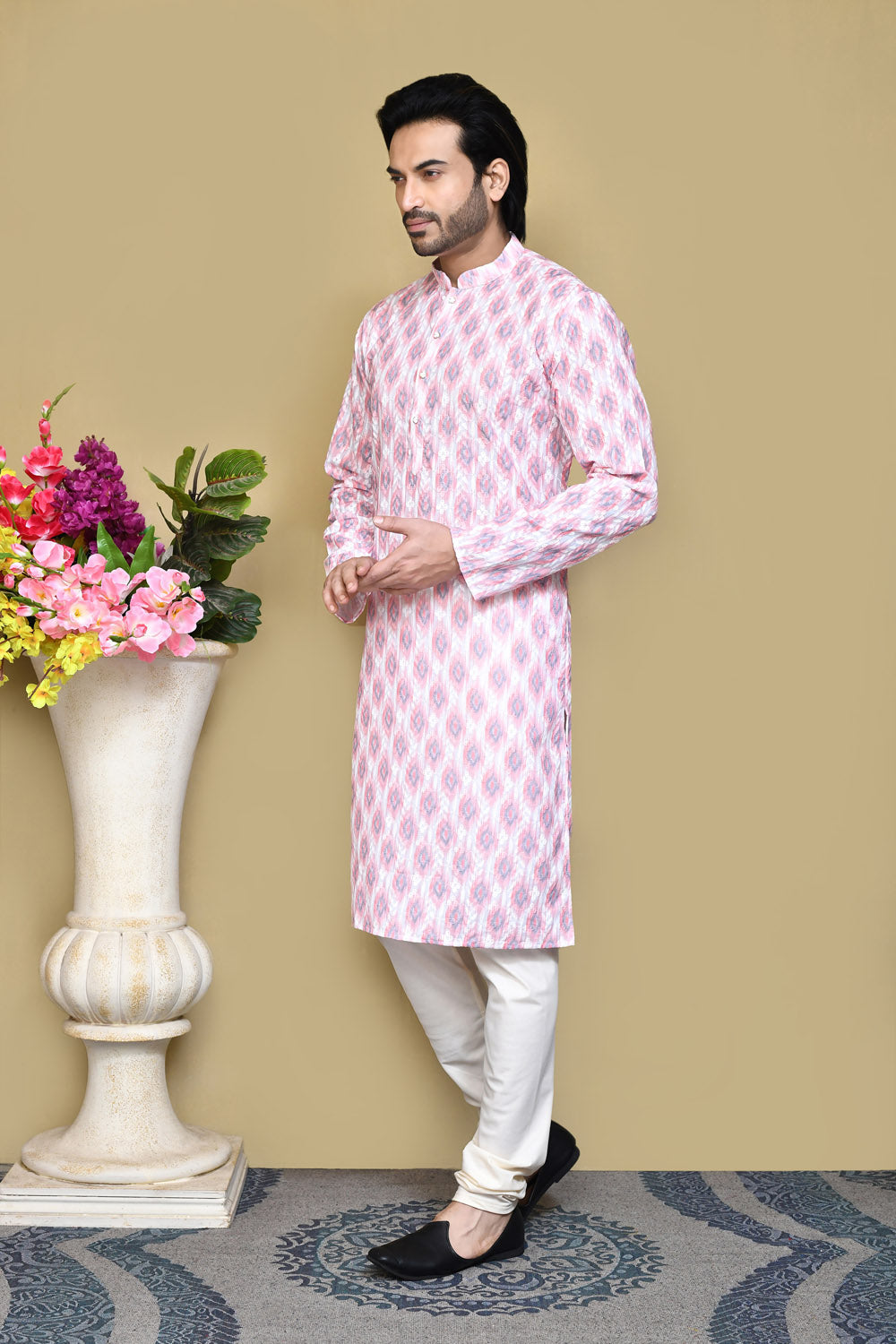 Pink Colour Cotton Fabric Printed Kurta Pajama