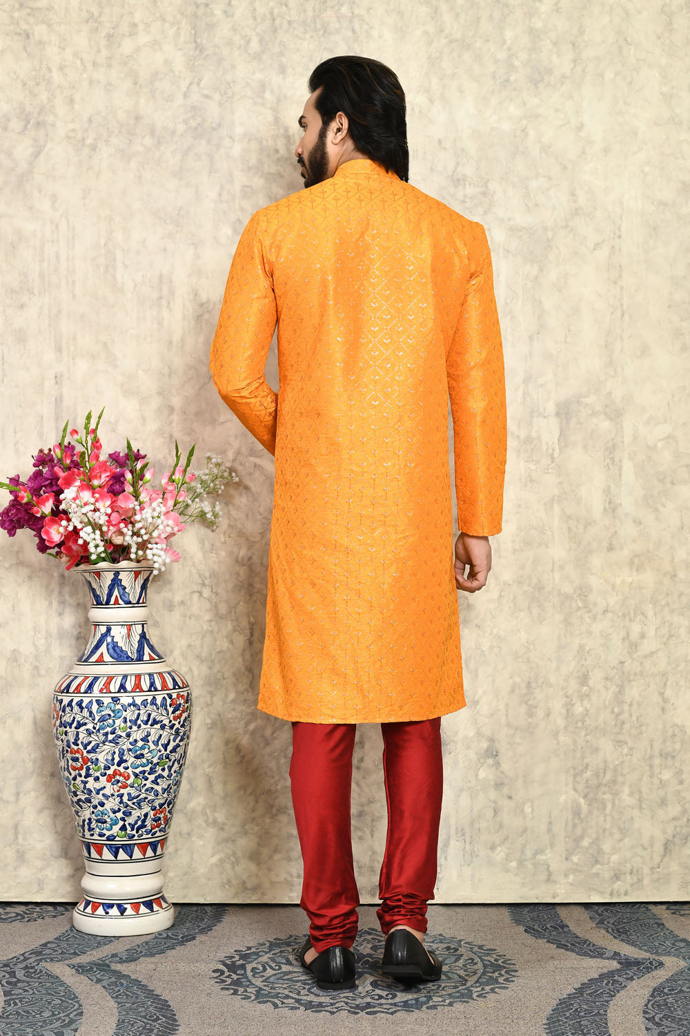 Yellow Colour Art Silk Fabric With Plain Style Kurta Pajama