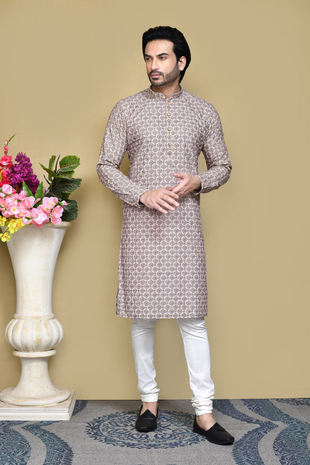 Multicolour Colour Cotton Fabric Printed Kurta Pajama