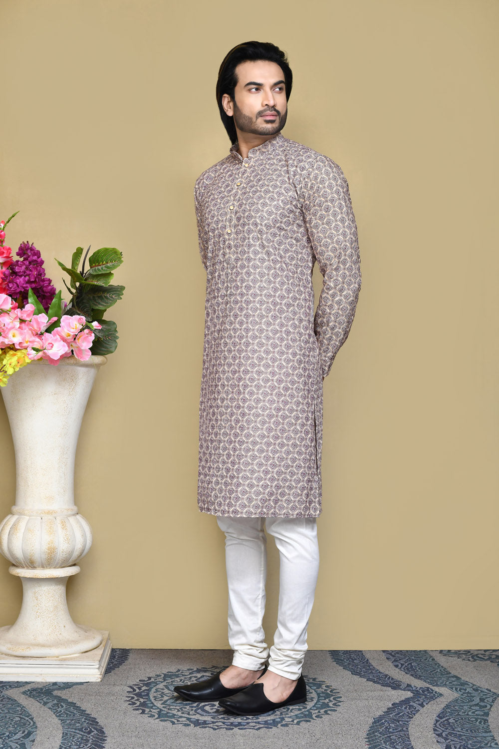 Multicolour Colour Cotton Fabric Printed Kurta Pajama