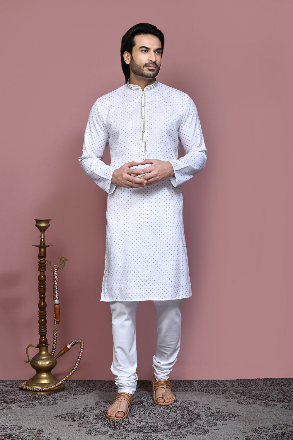 Brown Colour Cotton Fabric Printed Kurta Pajama