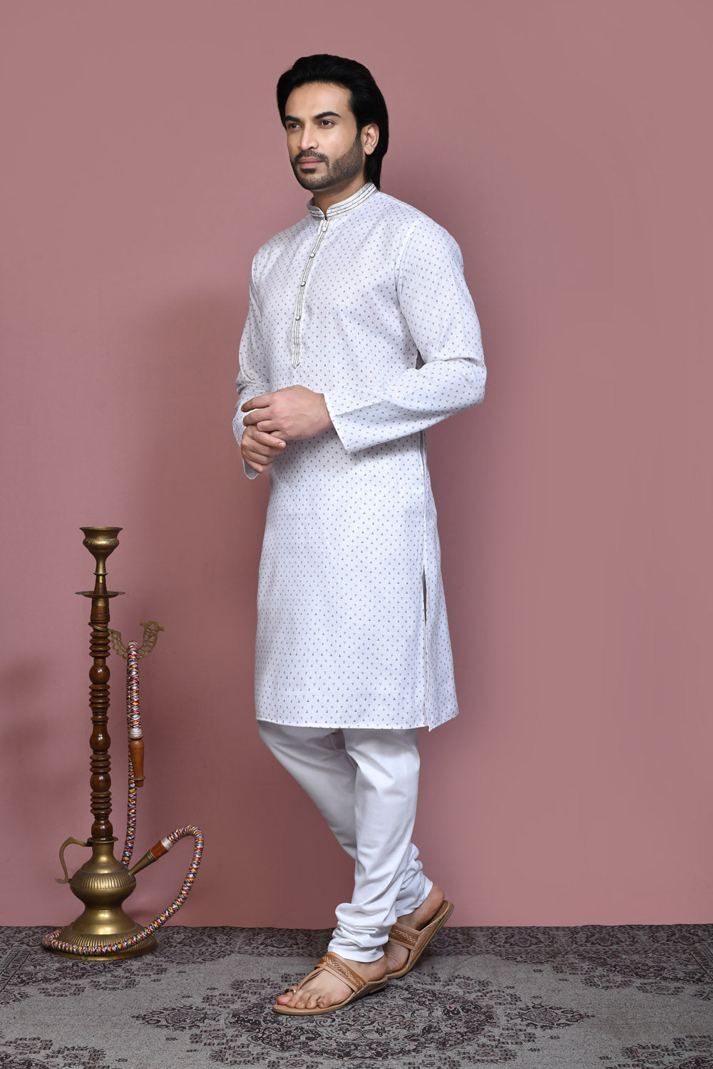 Brown Colour Cotton Fabric Printed Kurta Pajama