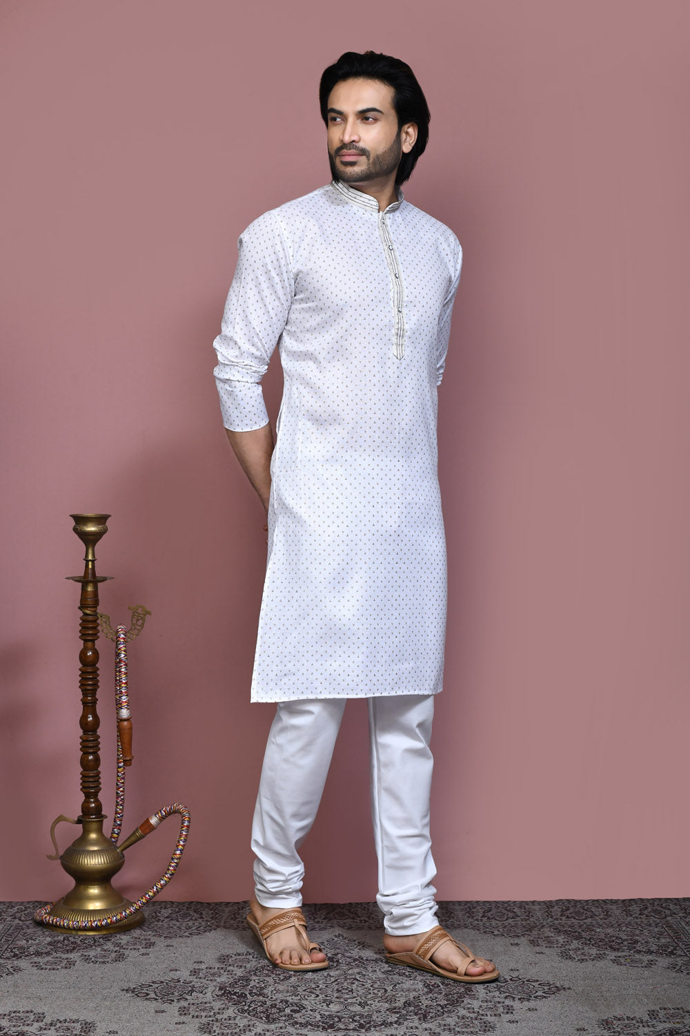 Brown Colour Cotton Fabric Printed Kurta Pajama