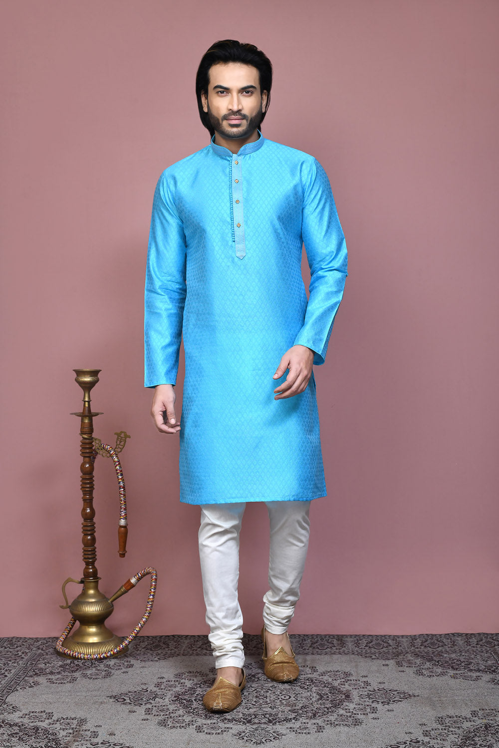 Firoza Colour Art Silk Fabric Resham Woven Kurta Pajama
