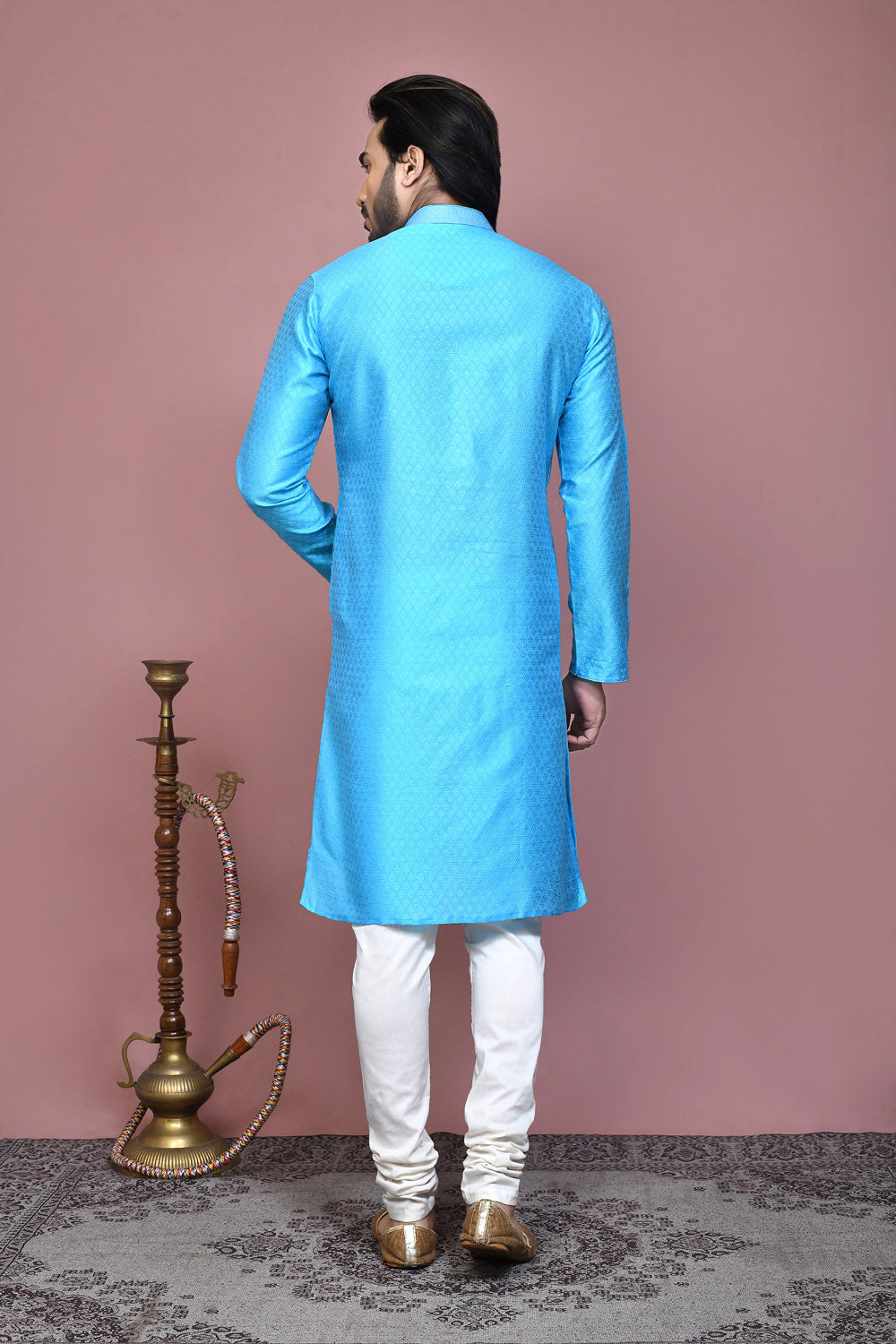 Firoza Colour Art Silk Fabric Resham Woven Kurta Pajama