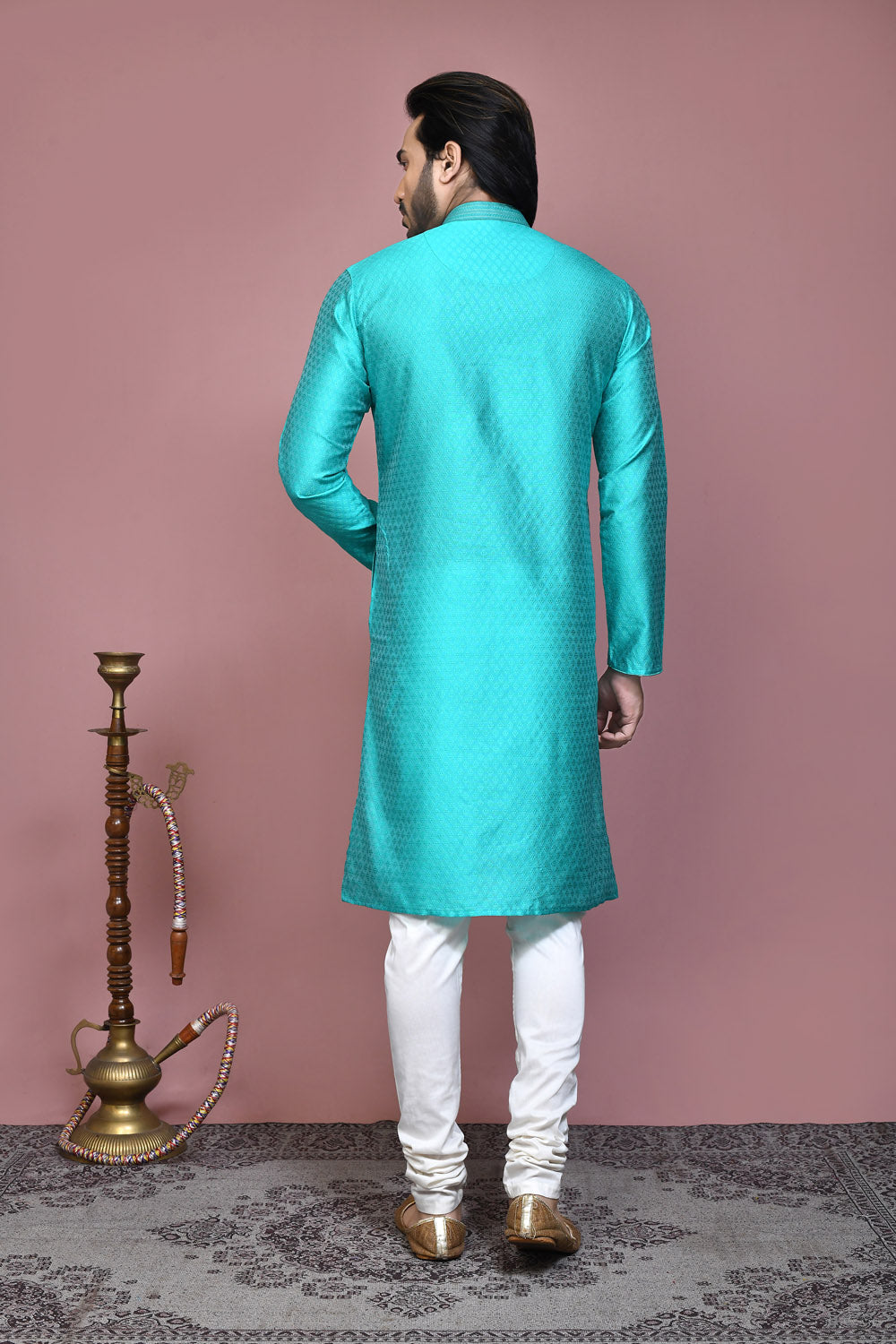 Green Colour Art Silk Fabric Resham Woven Kurta Pajama