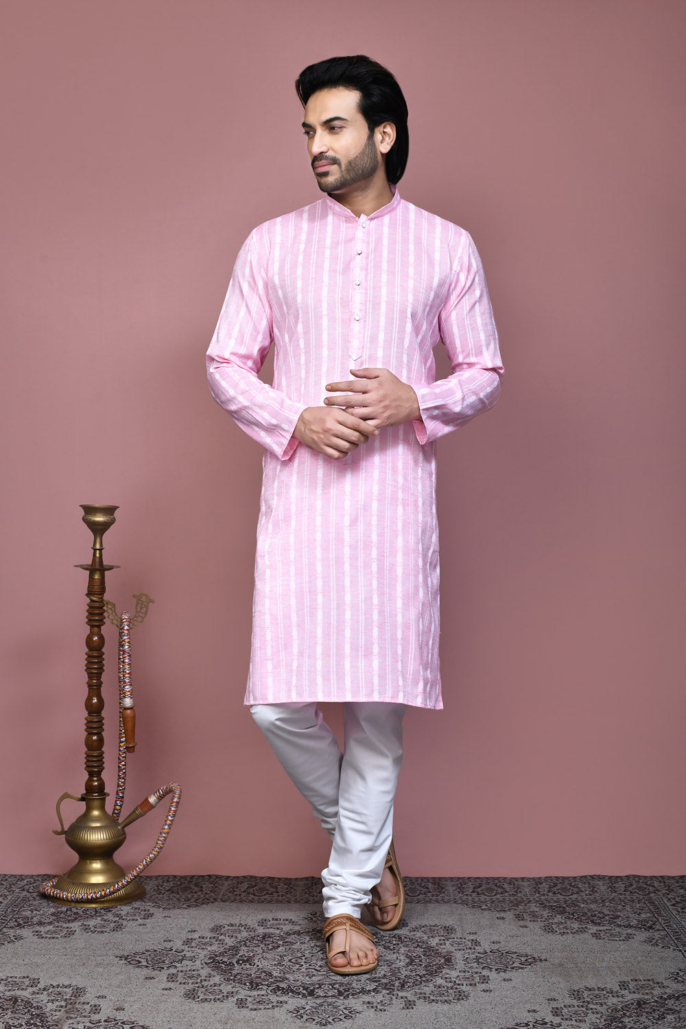 Pink Colour Cotton Fabric Printed Kurta Pajama
