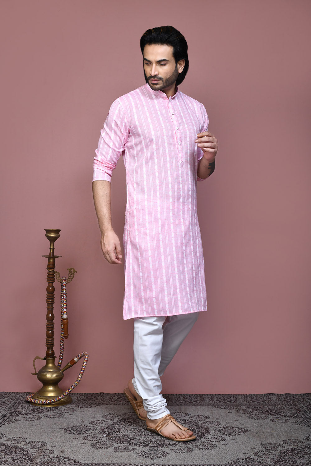 Pink Colour Cotton Fabric Printed Kurta Pajama