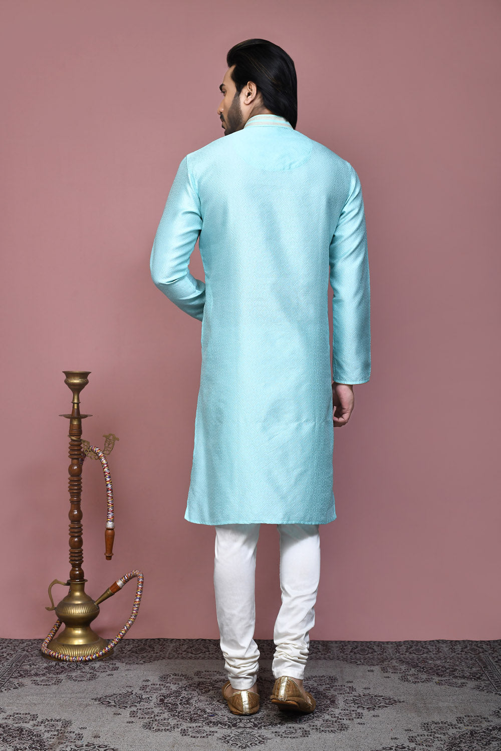 Green Colour Art Silk Fabric Resham Woven Kurta Pajama