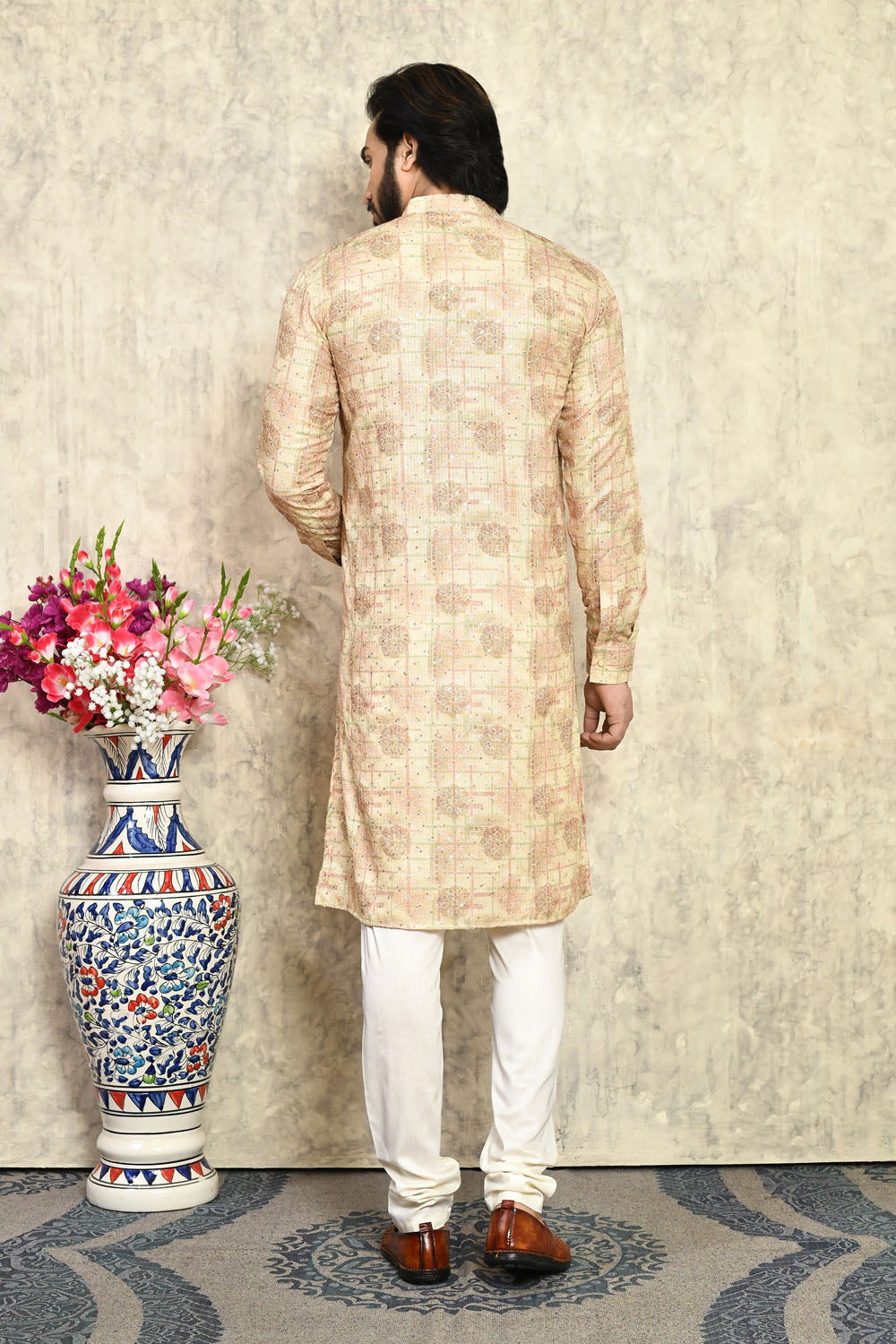 Mustard Colour Cotton Fabric With Plain Style Kurta Pajama