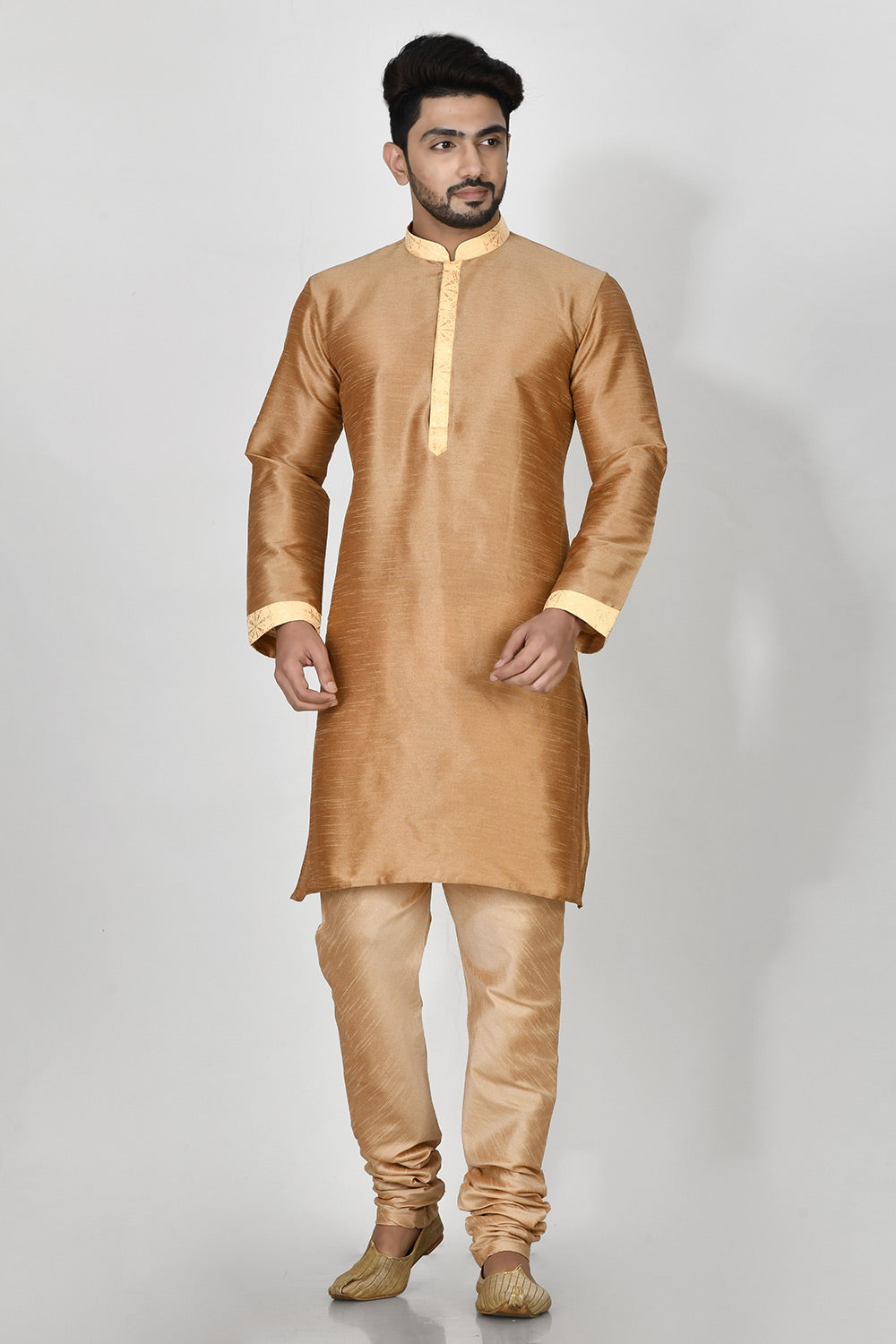 Biscuite Colour Jacquard Fabric Printed Kurta Pajama Jacket