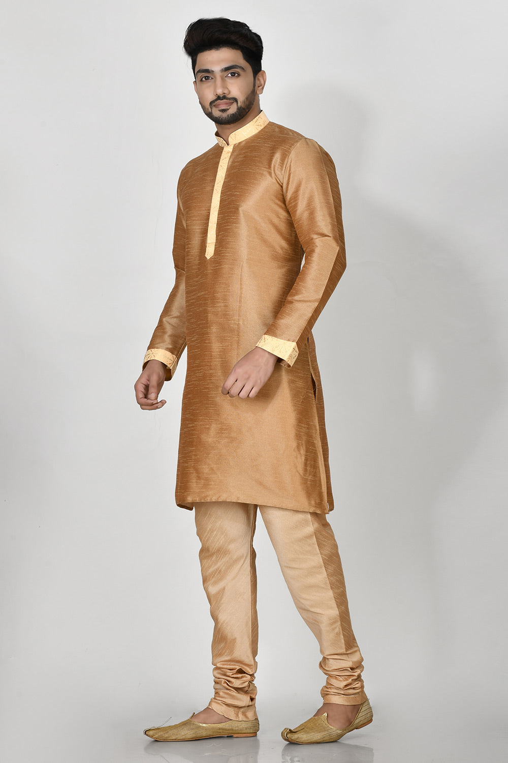 Biscuite Colour Jacquard Fabric Printed Kurta Pajama Jacket