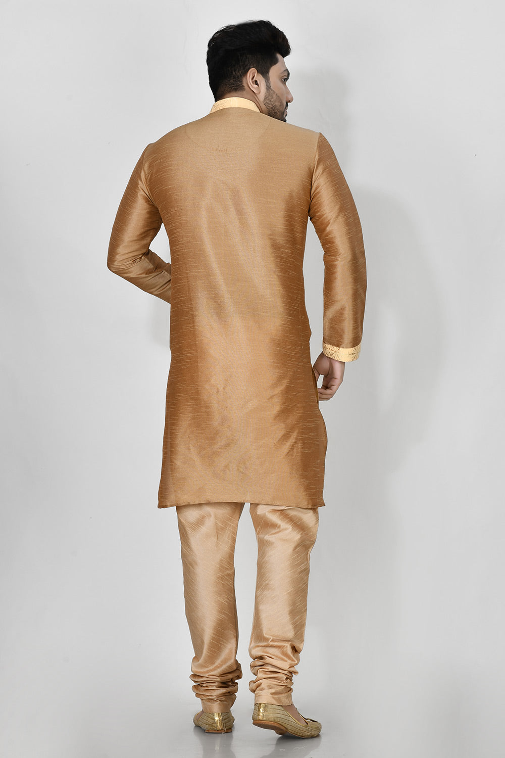 Biscuite Colour Jacquard Fabric Printed Kurta Pajama Jacket