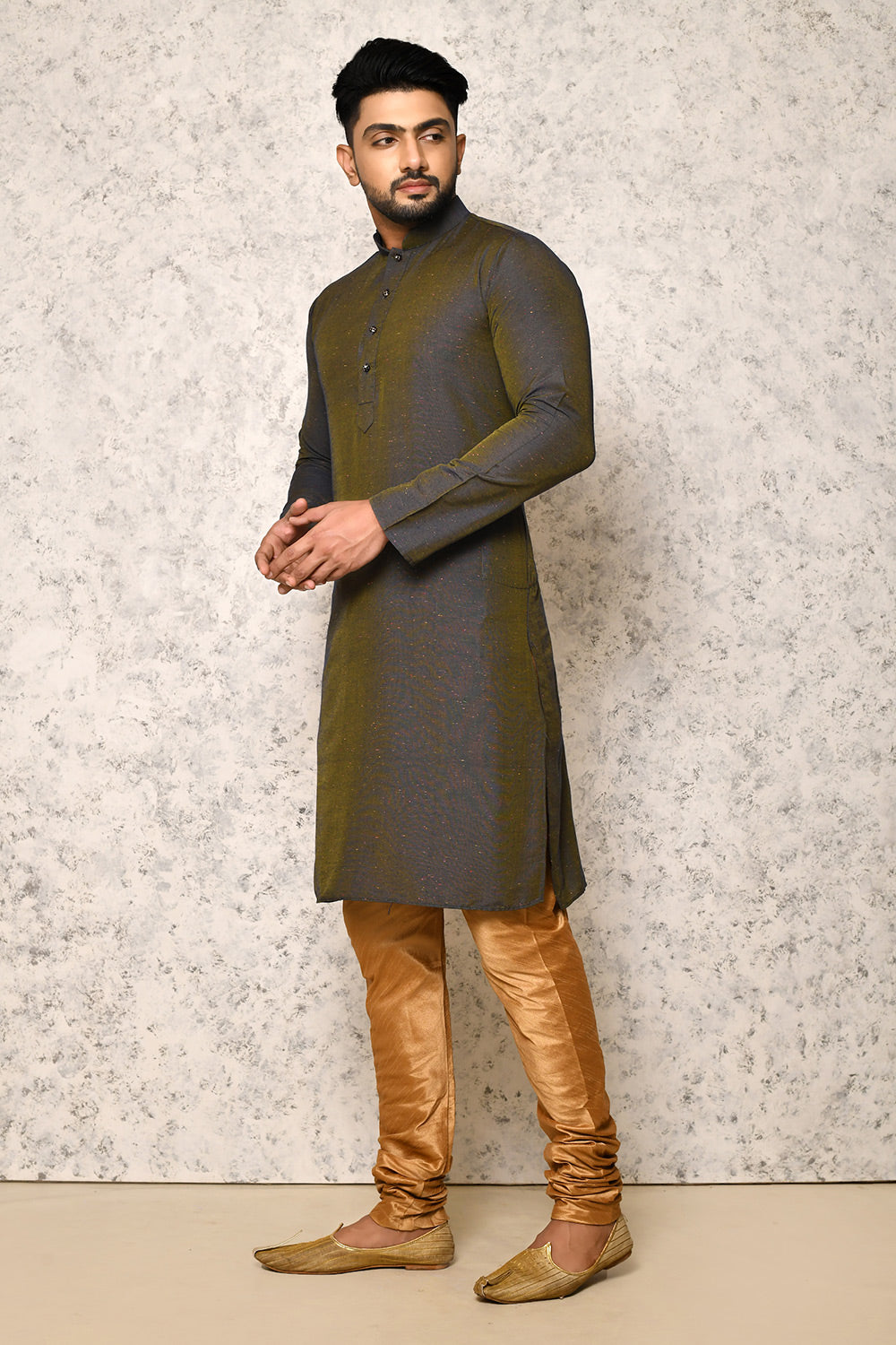 Grey Colour Jacquard Fabric With Pattern Work Jacket Set
