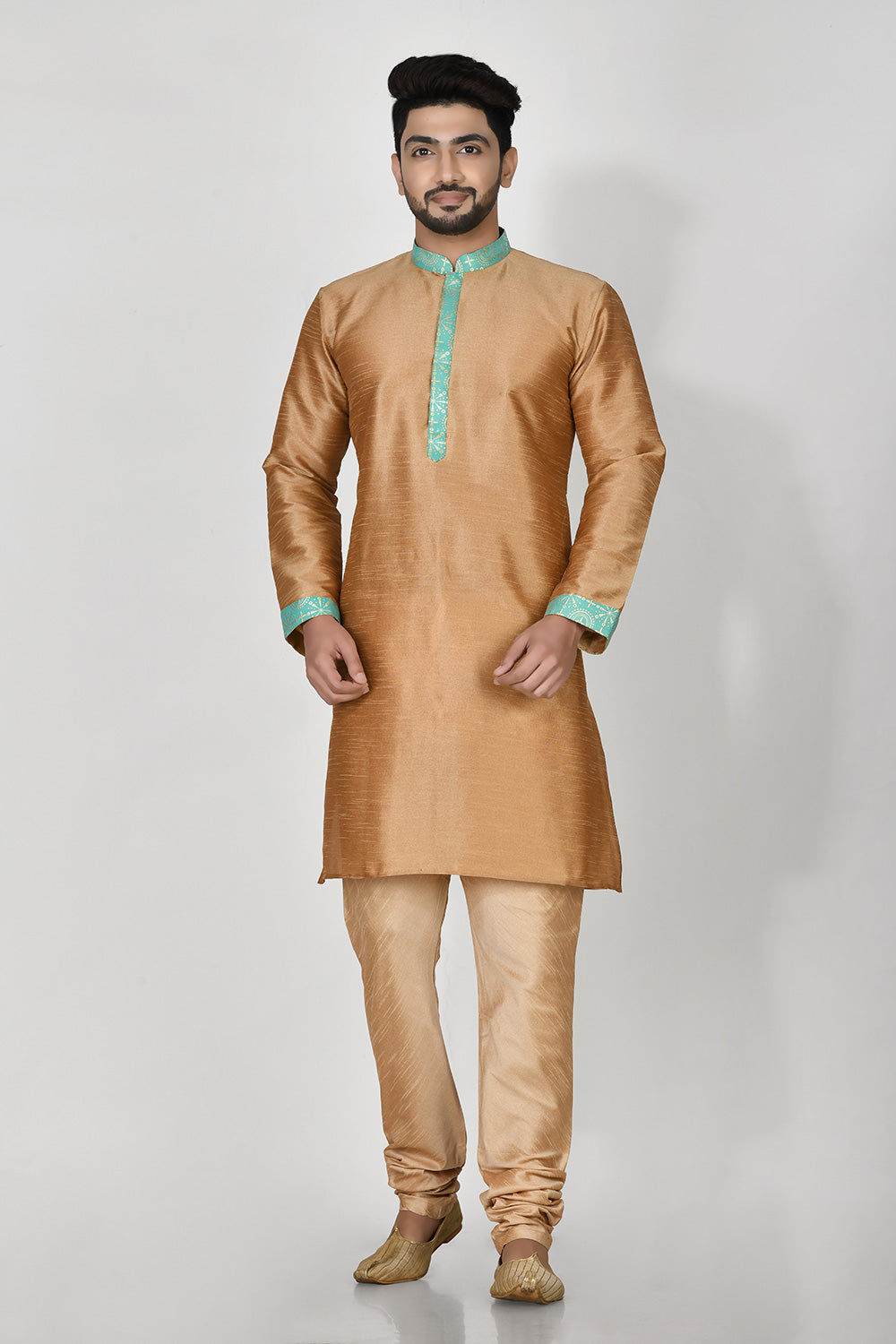Firoza Colour Jacquard Fabric Printed Kurta Pajama Jacket