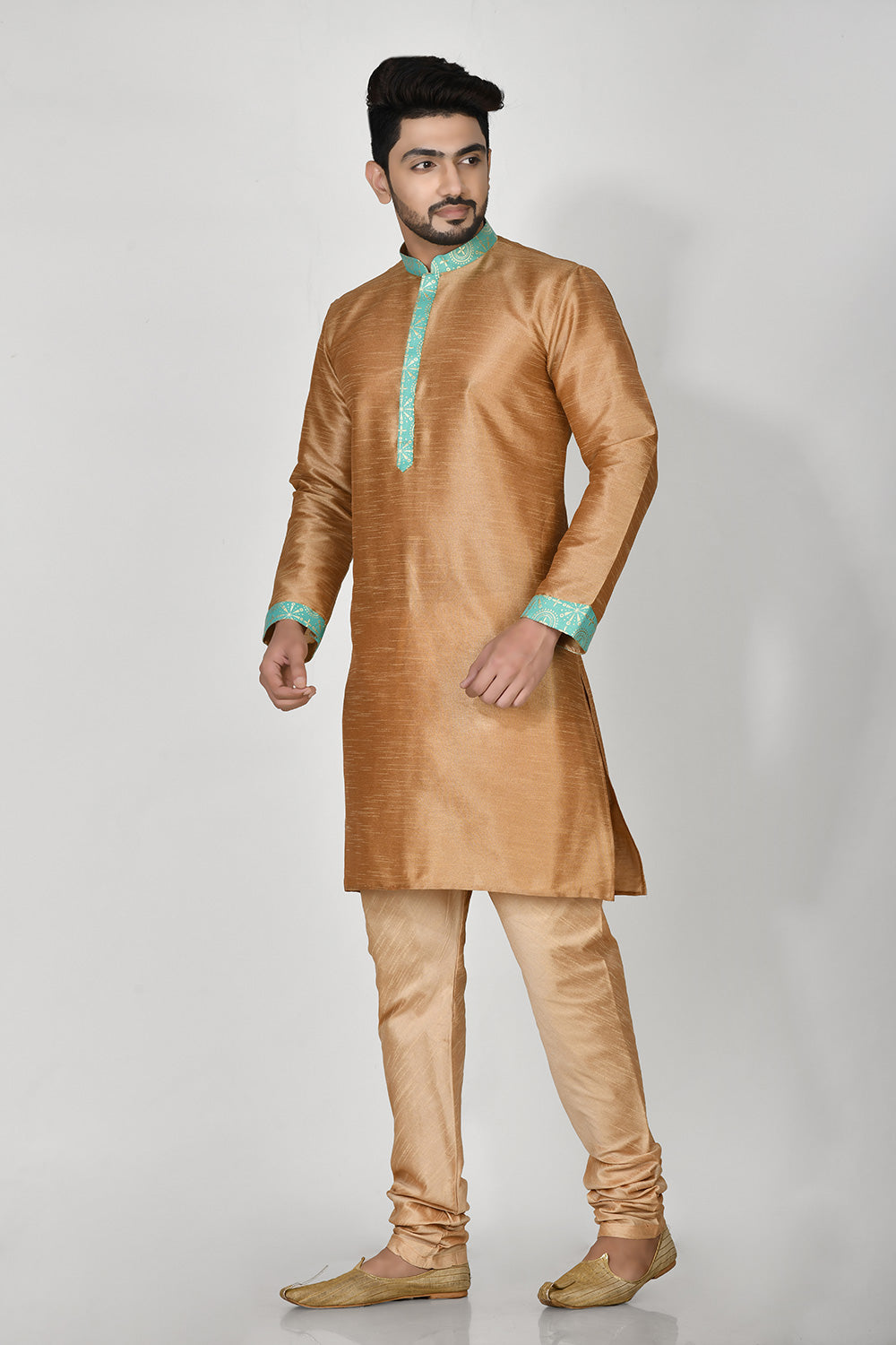 Firoza Colour Jacquard Fabric Printed Kurta Pajama Jacket