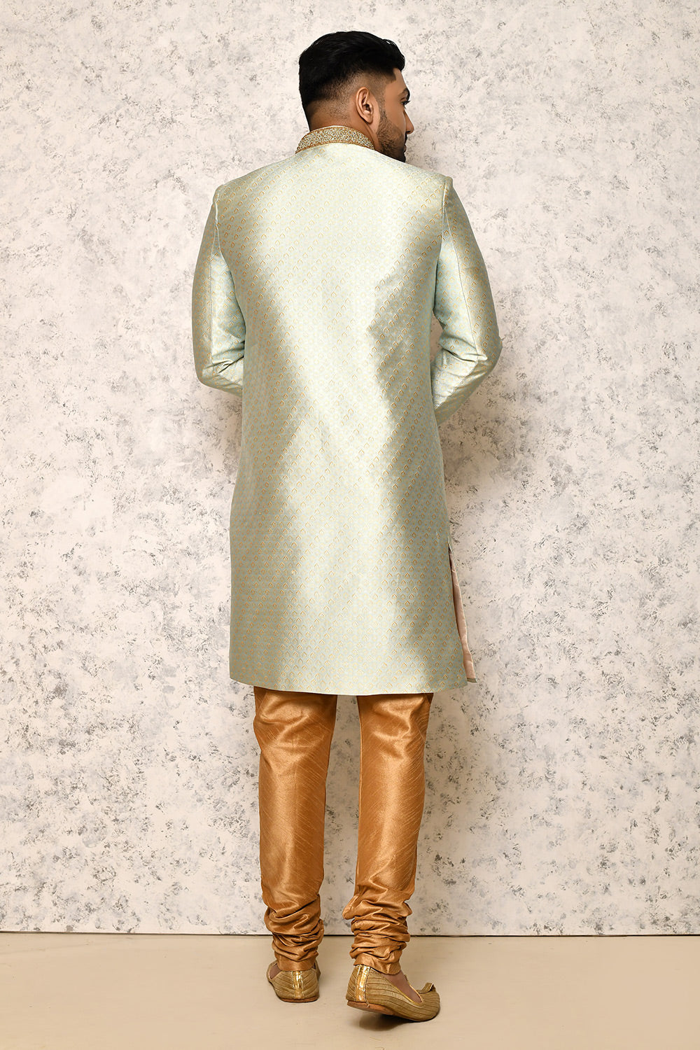 Pastel Colour Art Silk Fabric With Hand Embroidery Indowestern