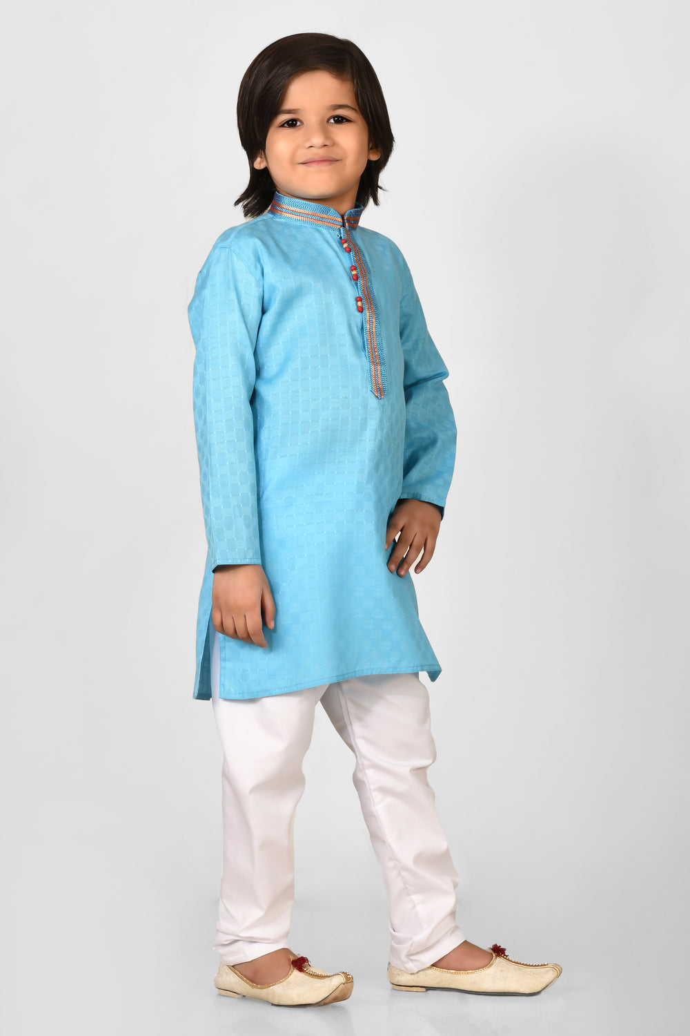 Boy Firoza Colourcotton Solid Regular Fit Kurta Set For Kids