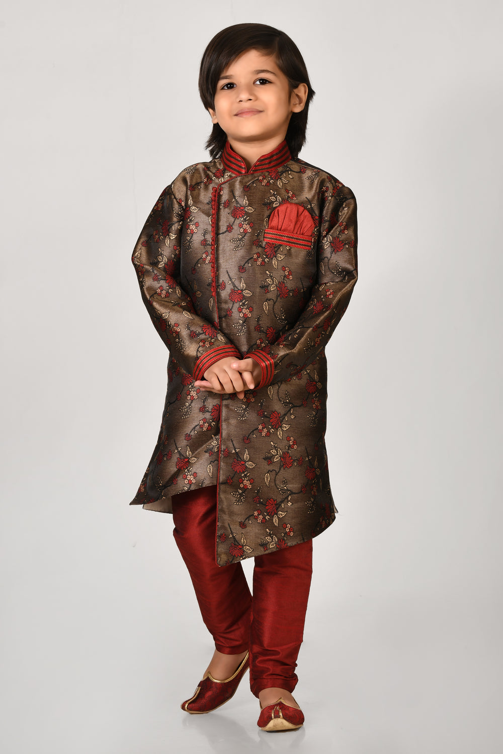 Boy Imp Jaquerd Kids Ethnic Indo Western Dress With Pyjama