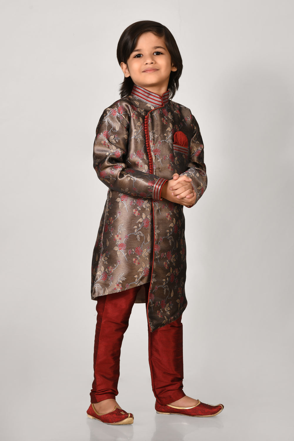 Boy Imp Jaquerd Kids Ethnic Indo Western Dress With Pyjama