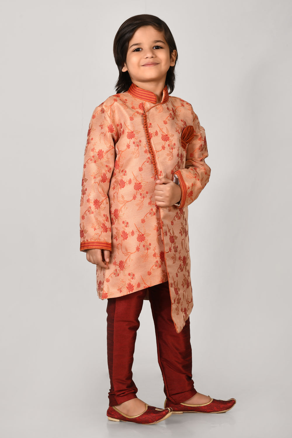 Boy Imp Jaquerd Kids Ethnic Indo Western Dress With Pyjama