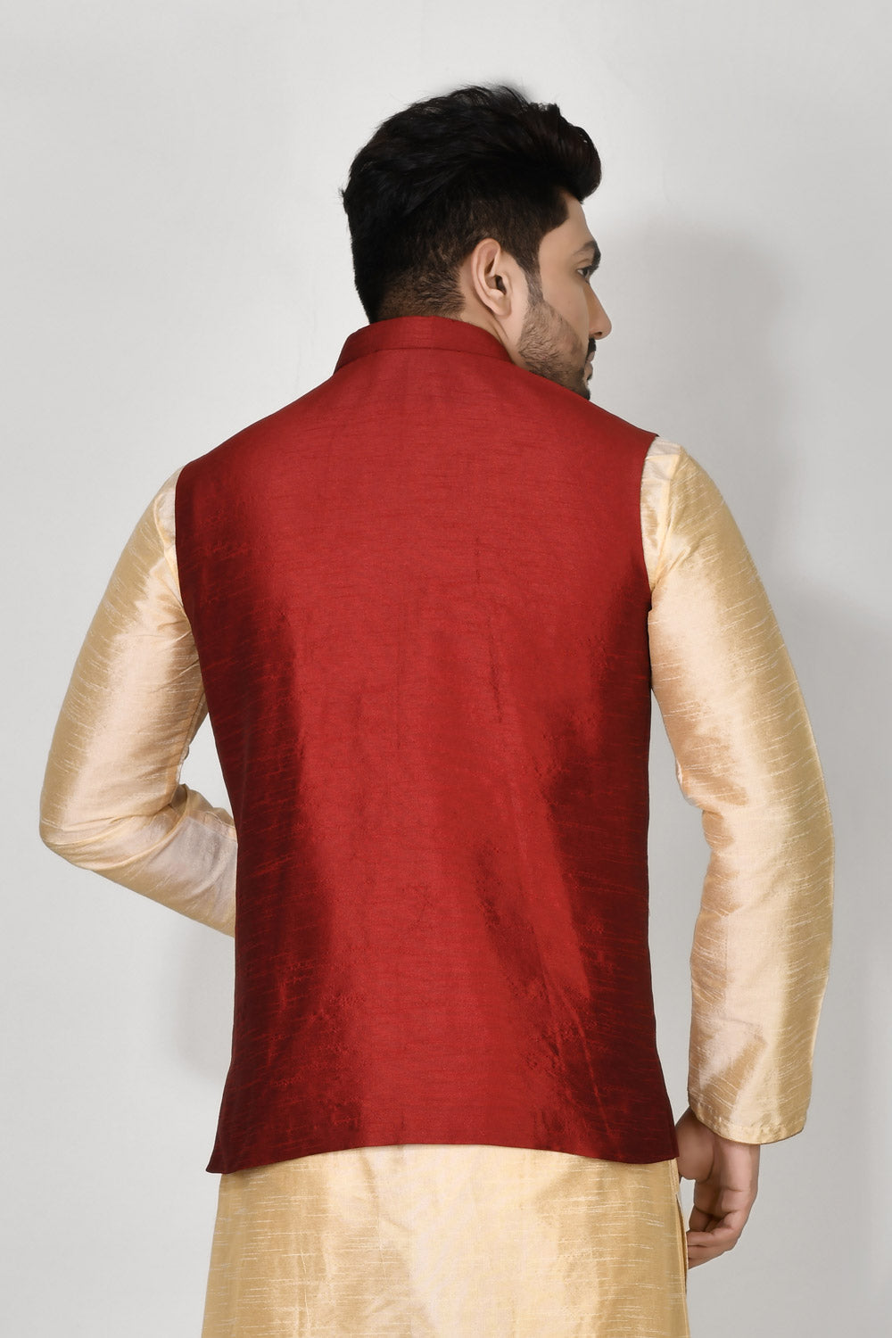 Maroon Colour Dupion Silk Fabric Plain Jacket