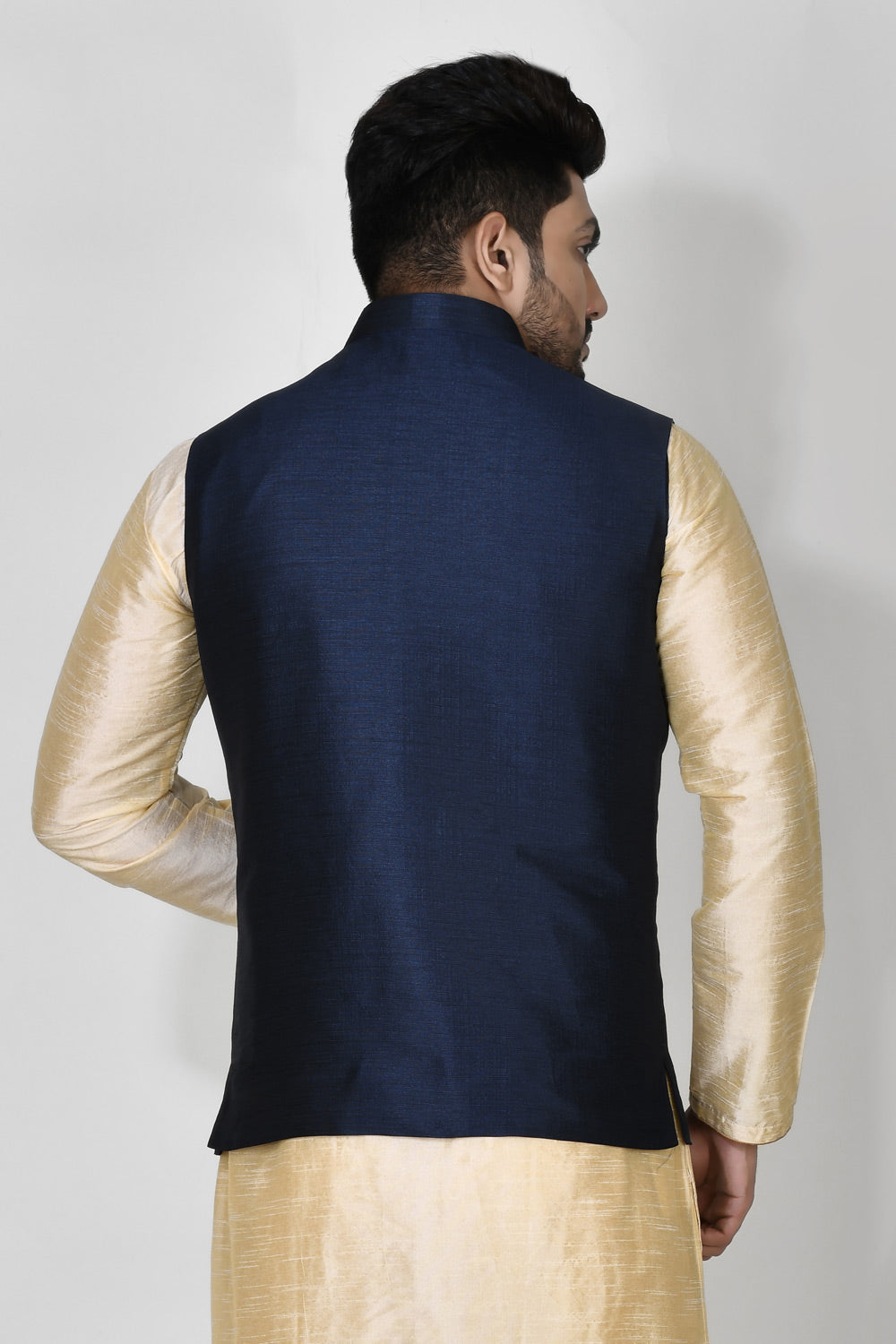 Navy Blue Colour Art Silk Fabric Plain Jacket