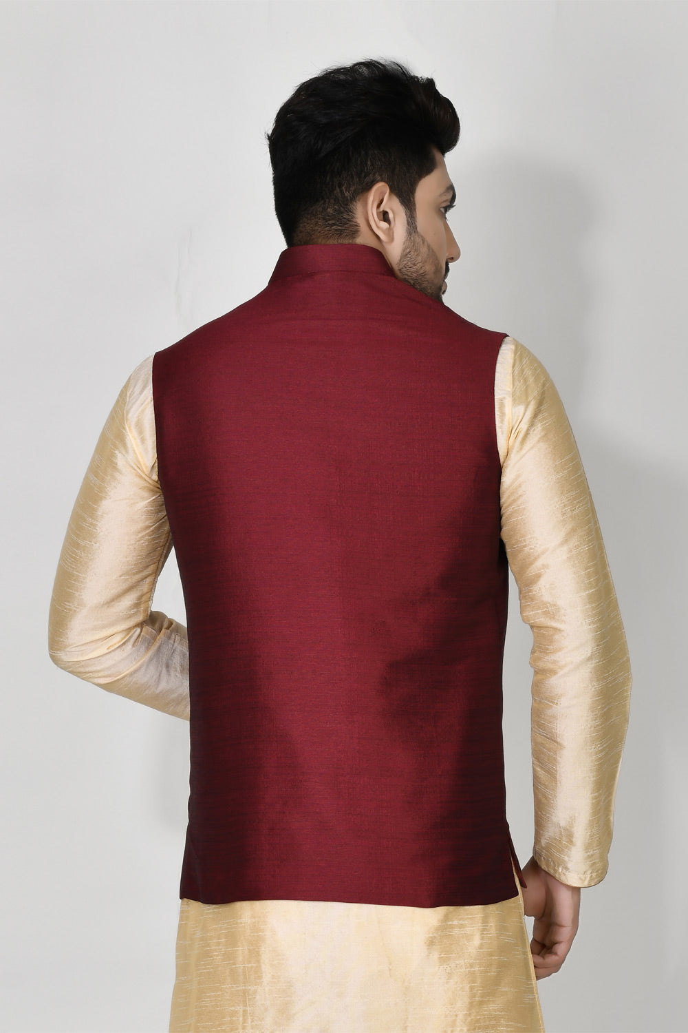 Wine Colour Art Silk Fabric Plain Jacket