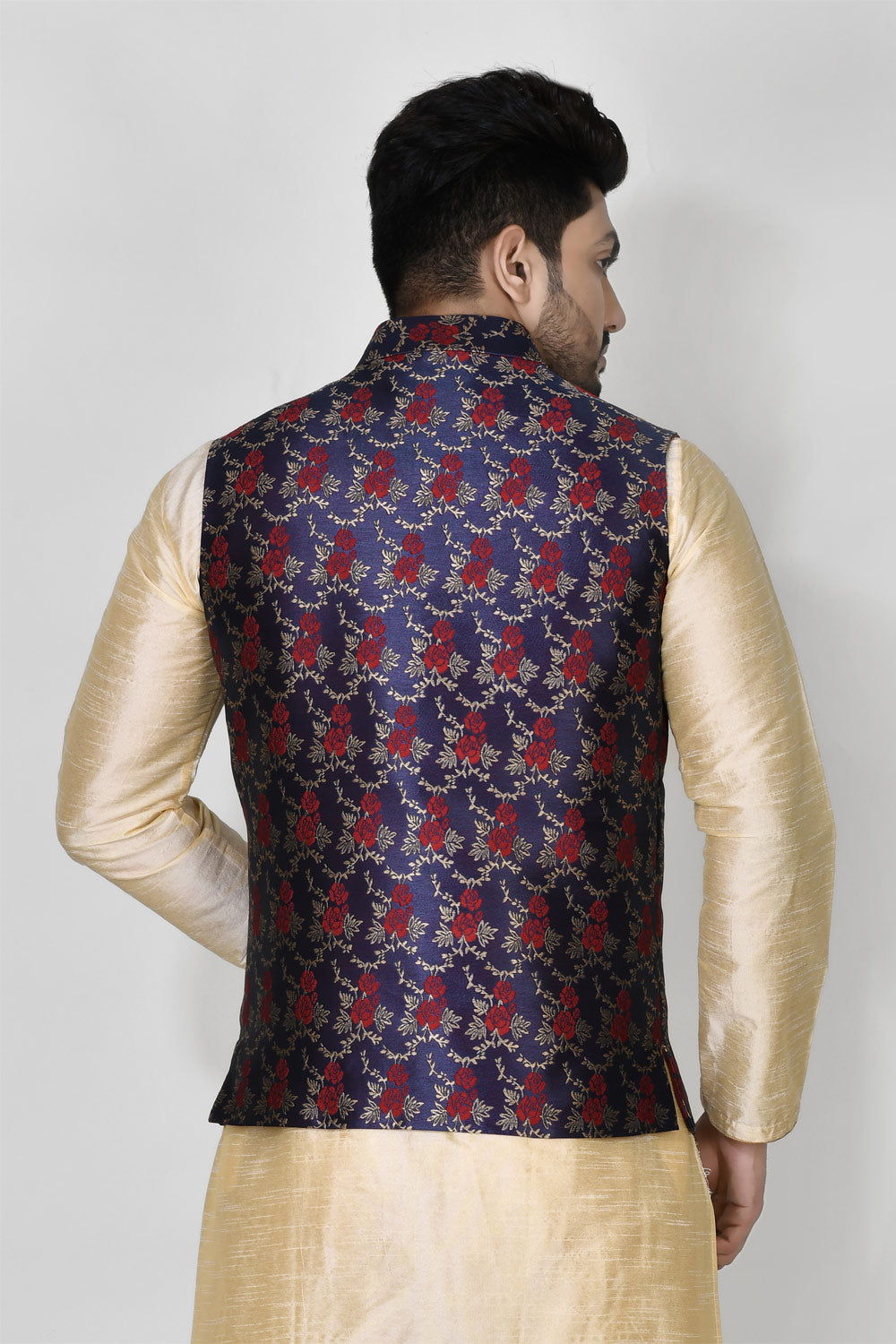 Royal Blue Colour Jacquard Fabric Digital Printed Jacket