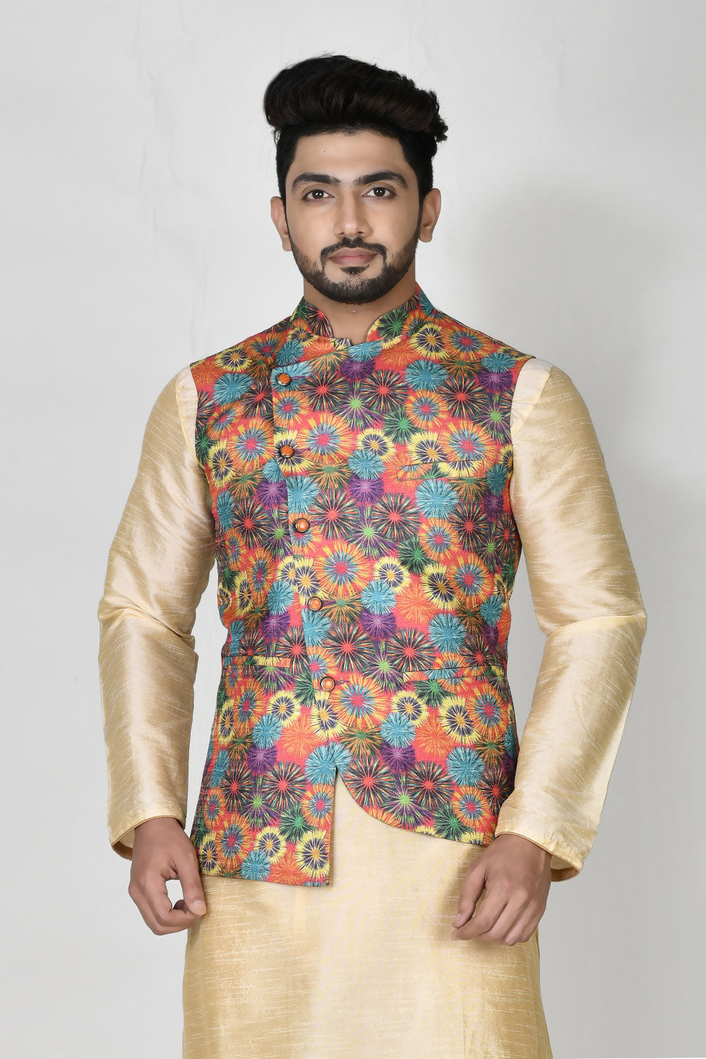 Multicolour Colour Silk Fabric Digital Printed Jacket