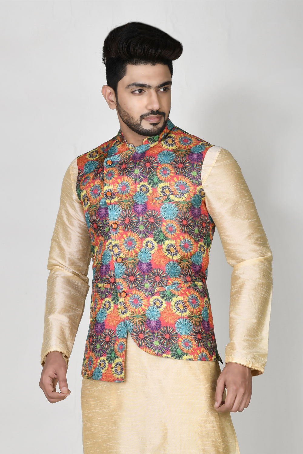 Multicolour Colour Silk Fabric Digital Printed Jacket