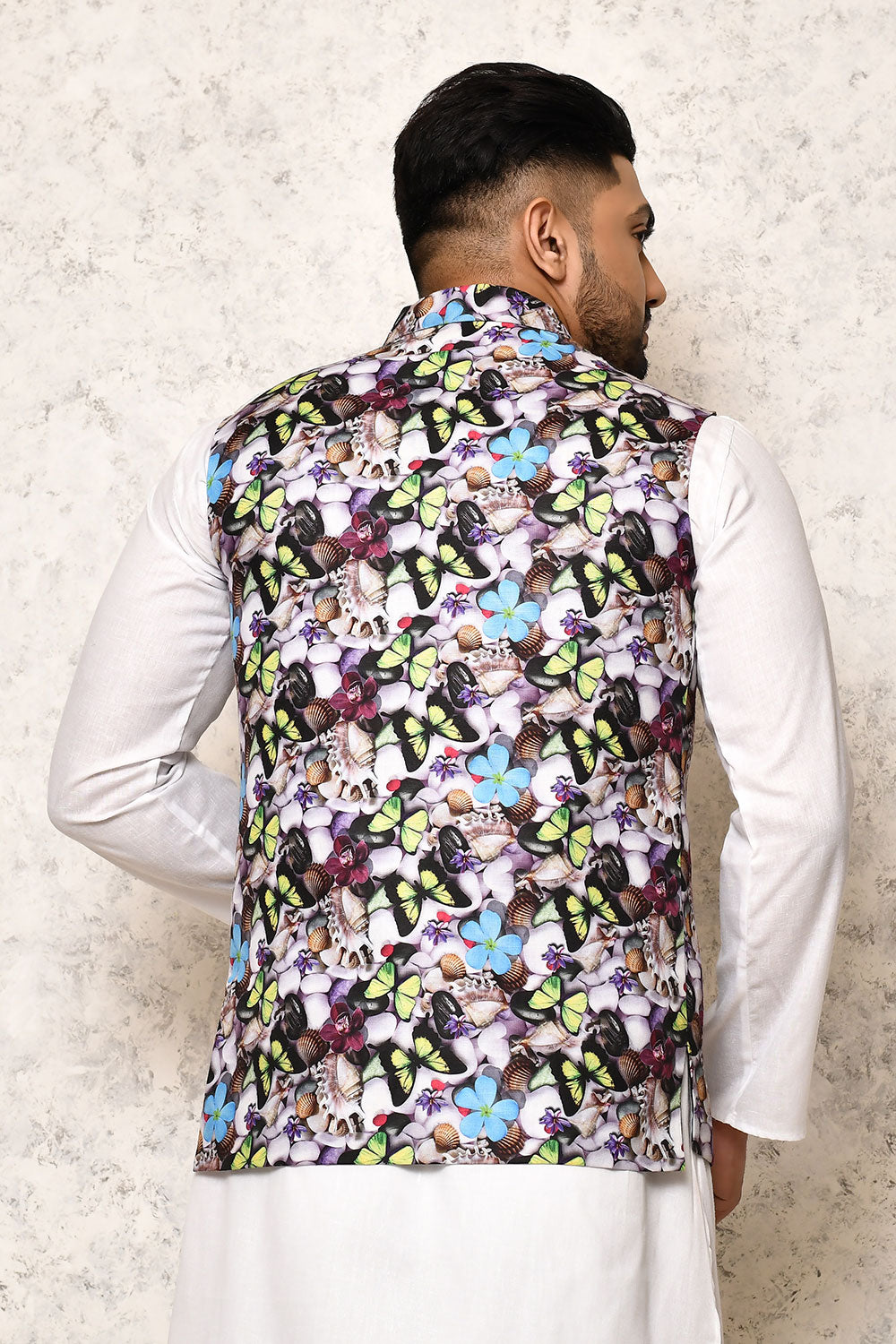 Multicolour Colour Art Silk Fabric With Digital Printed Nehru Jacket