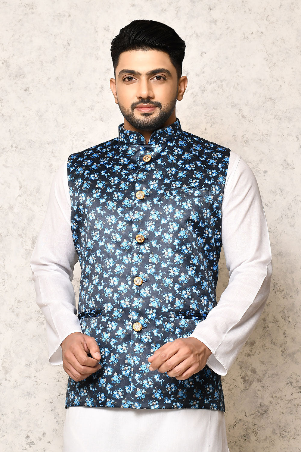 Multicolour Colour Art Silk Fabric With Digital Printed Nehru Jacket