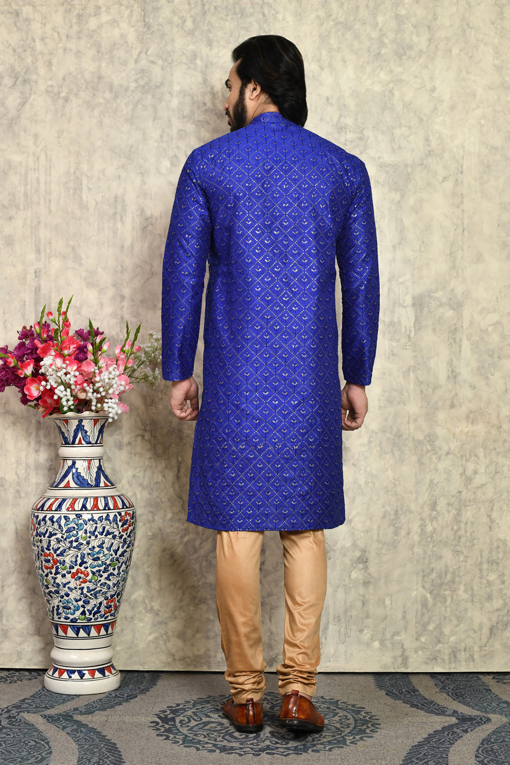 Blue Colour Art Silk Fabric With Plain Style Kurta Pajama