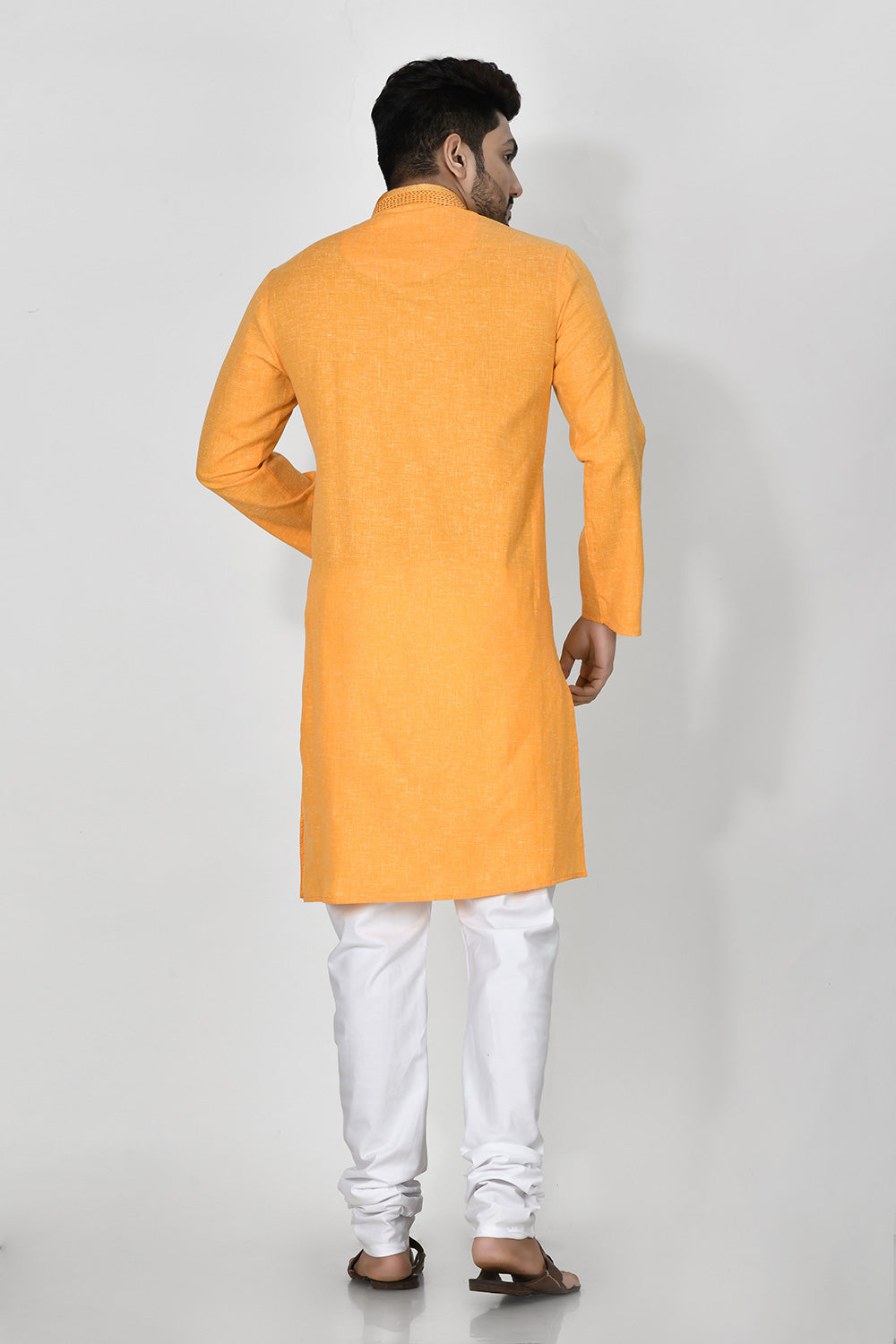 Yellow Colour Cotton Fabric Resham Embroidery Kurta Pajama