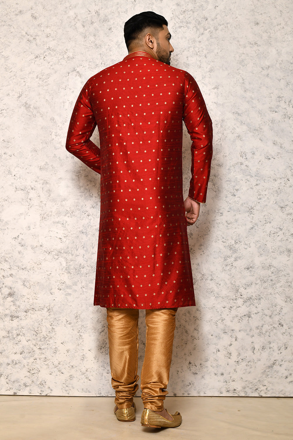 Maroon Colour Art Silk Fabric Thread Work Kurta Pajama