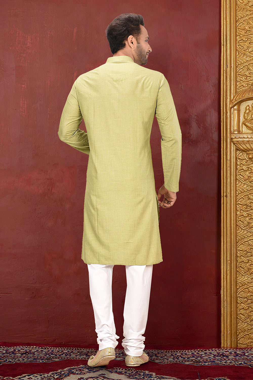 Olive Colour Maslin Fabric Plain Kurta Pajama