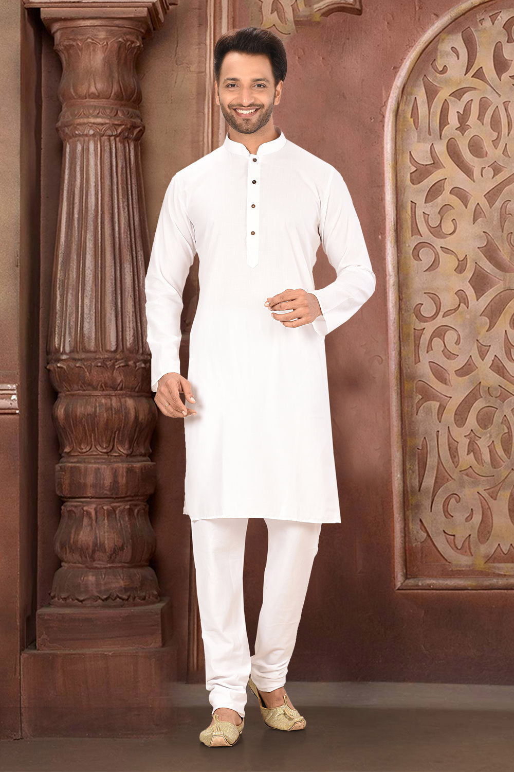 White Colour Maslin Fabric Plain Kurta Pajama