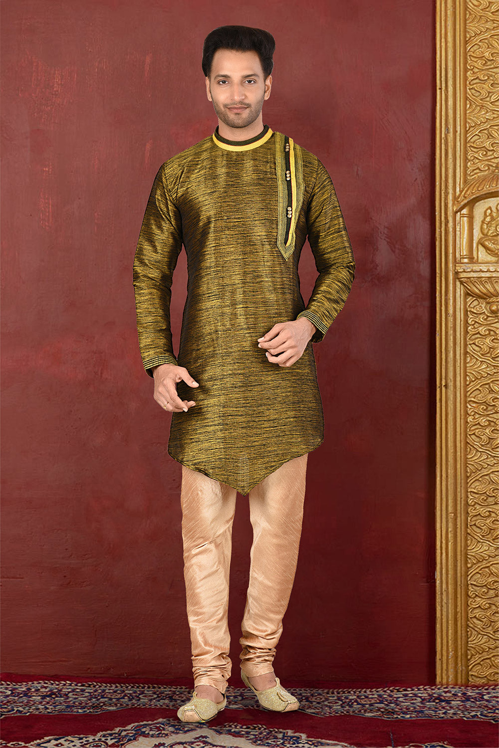 Multicolour Colour Silk Fabric With Thread Work Kurta Pajama