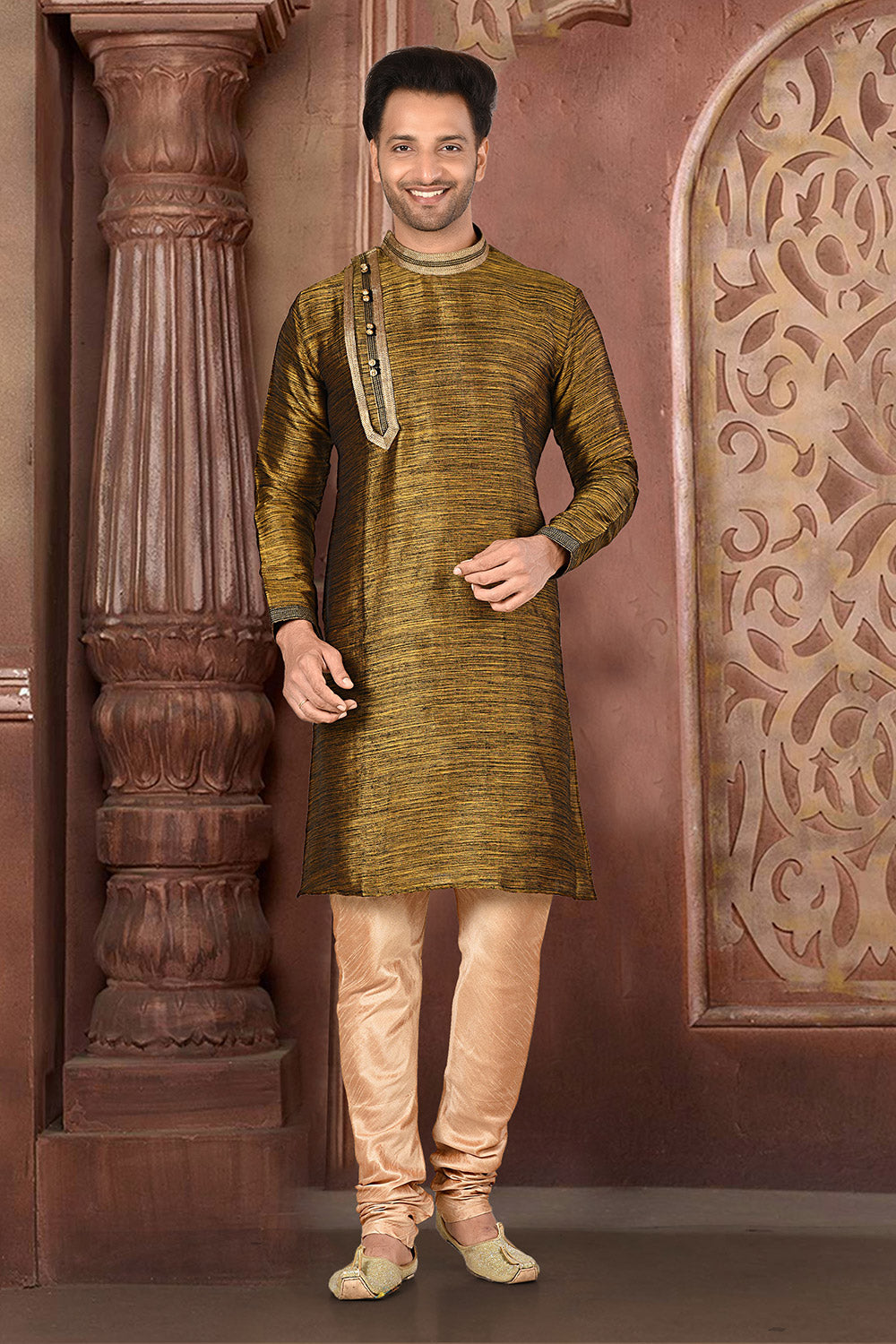 Multicolour Colour Silk Fabric With Thread Work Kurta Pajama