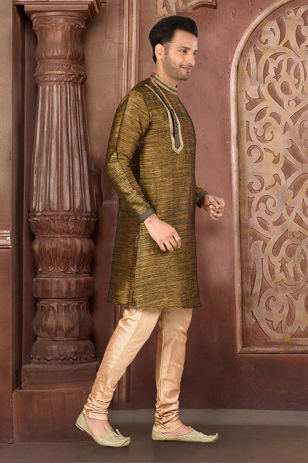 Multicolour Colour Silk Fabric With Thread Work Kurta Pajama