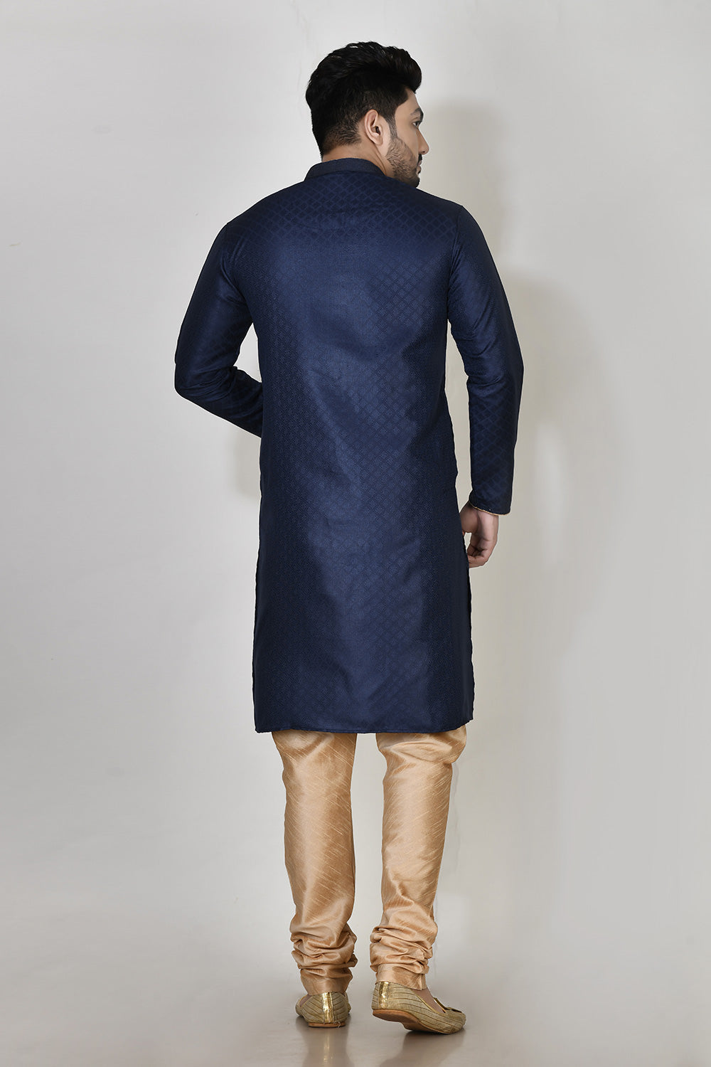 Navy Blue Colour Art Silk Fabric Machine Embroidery Kurta Pajama