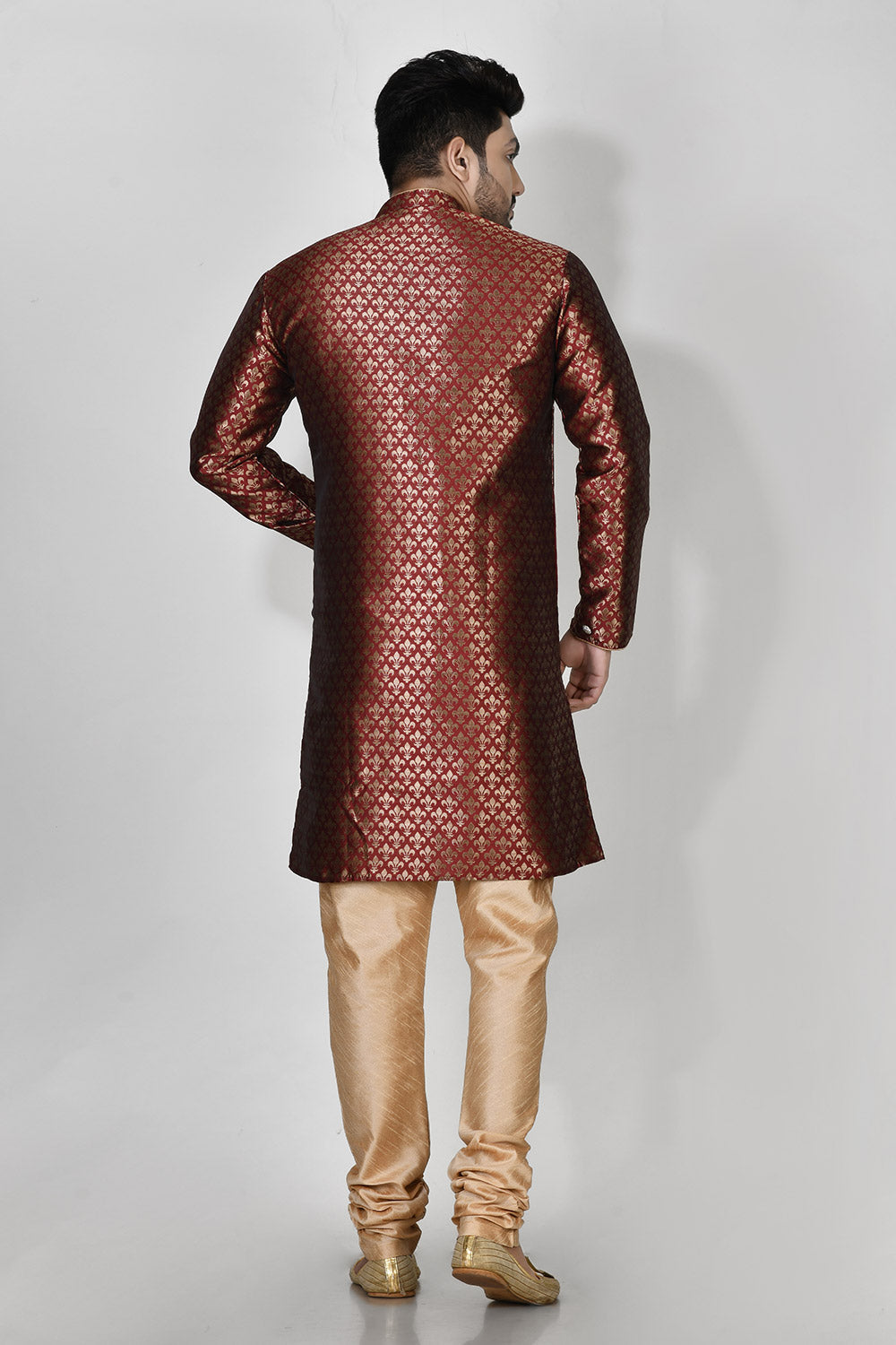 Maroon Colour Jacquard Fabric Printed Kurta Pajama