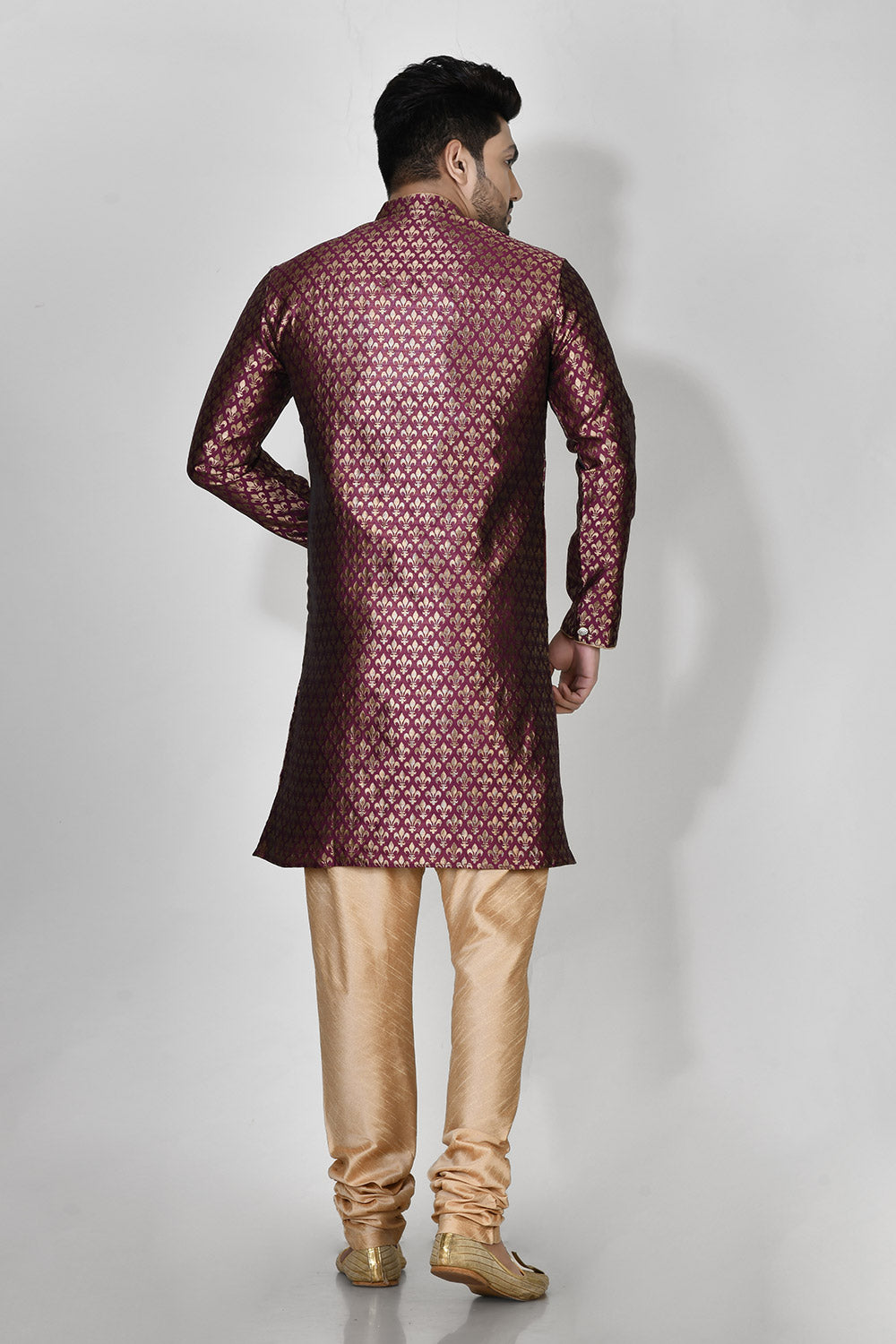 Purple Colour Jacquard Fabric Printed Kurta Pajama