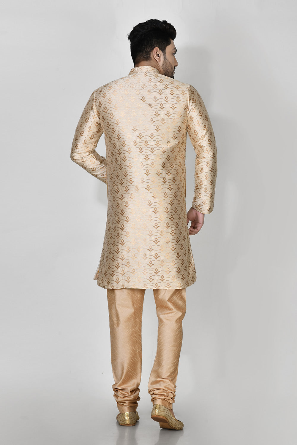 Cream Colour Jacquard Fabric Printed Kurta Pajama