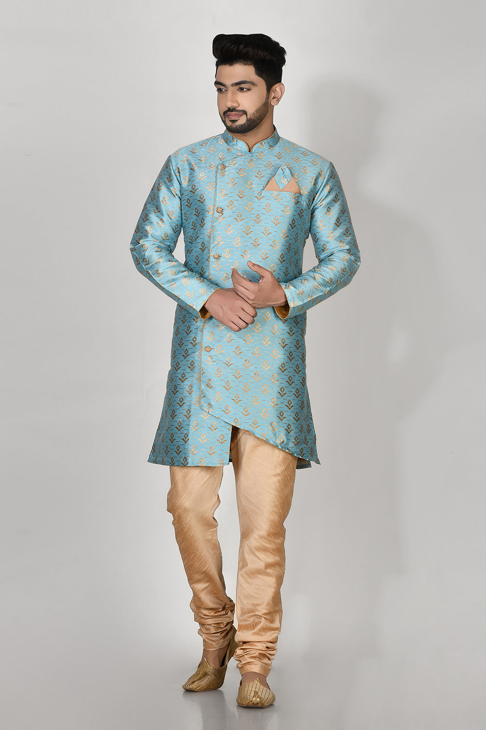 Firoza Colour Jacquard Fabric Printed Kurta Pajama