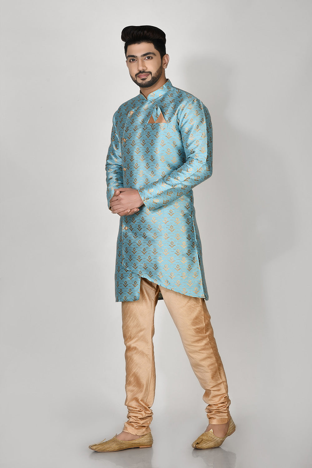 Firoza Colour Jacquard Fabric Printed Kurta Pajama