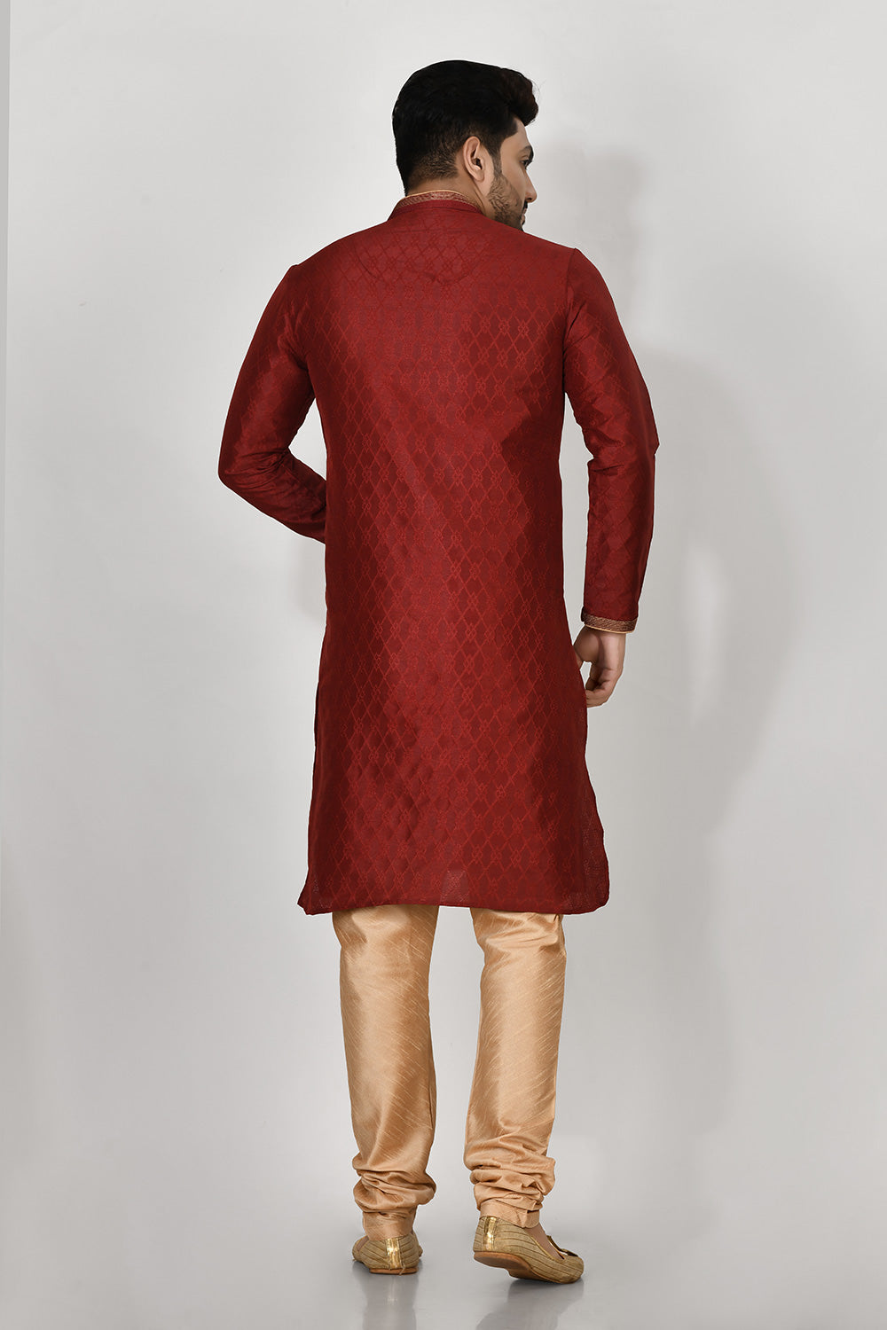 Maroon Colour Art Silk Fabric Resham Embroidery Kurta Pajama