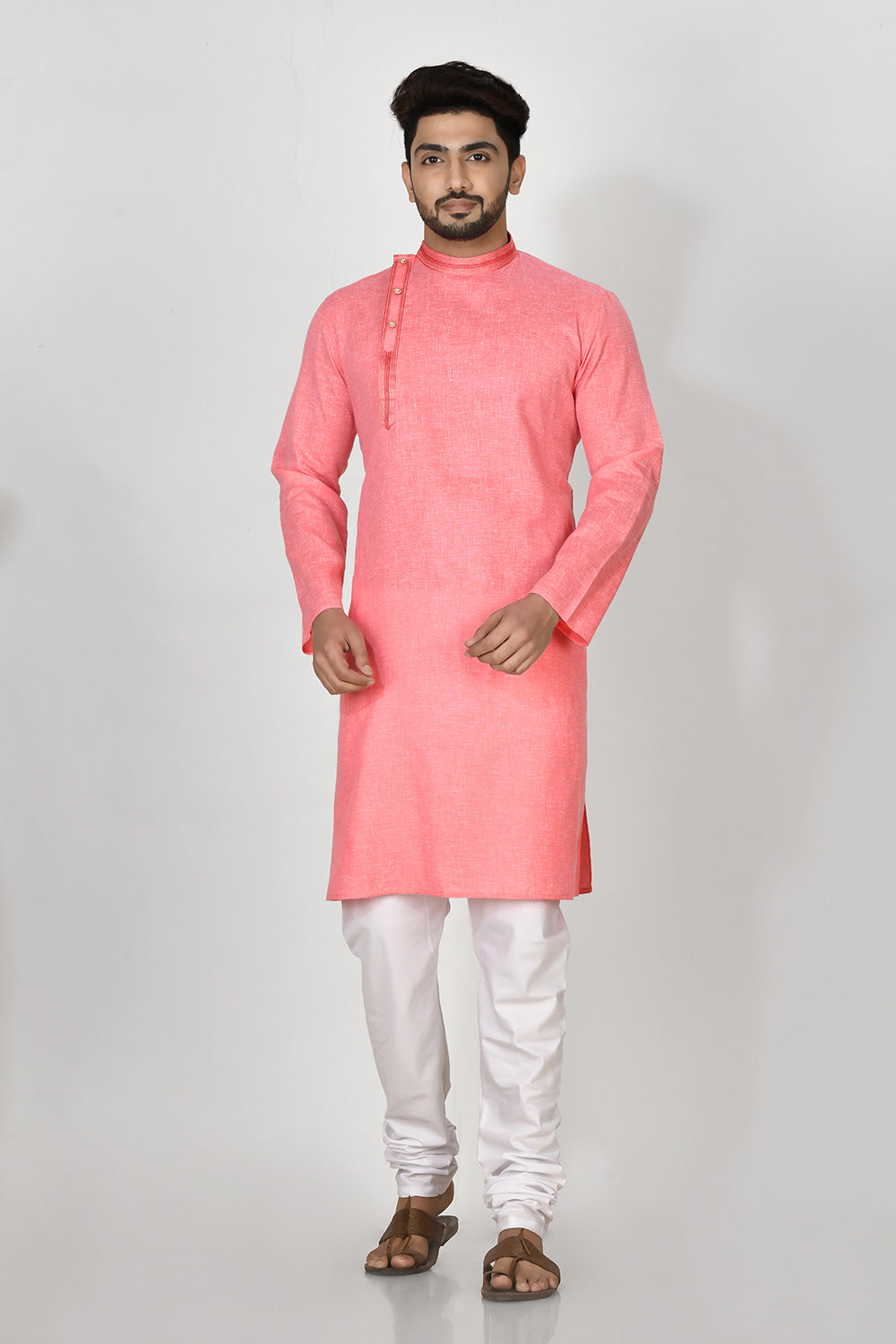 Pink Colour Cotton Fabric Patch Work Kurta Pajama