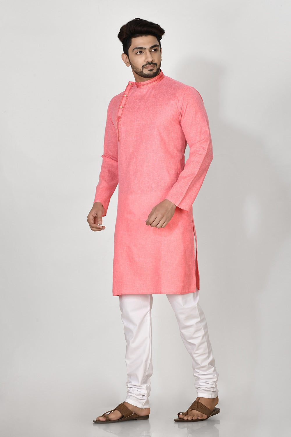 Pink Colour Cotton Fabric Patch Work Kurta Pajama